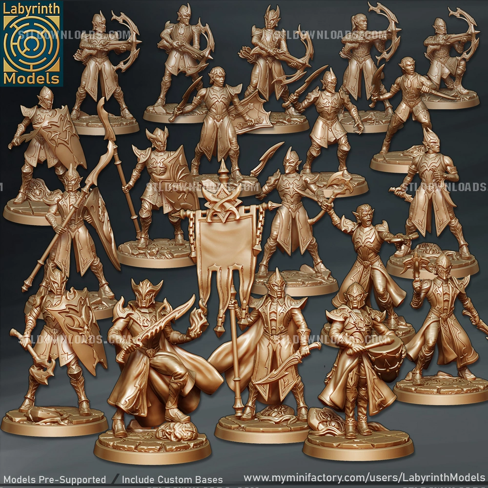 Dark Elf Infantry — Fantasy / Warhammer Alt 3D printable STL model