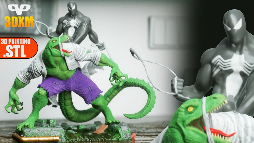 Lizard vs Symbiote Spider-Man — Marvel / Spider-Man 3D printable STL model