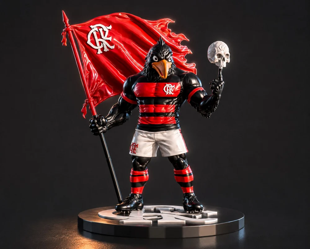 Mascote Flamengo Com Bandeira 3D printable STL model