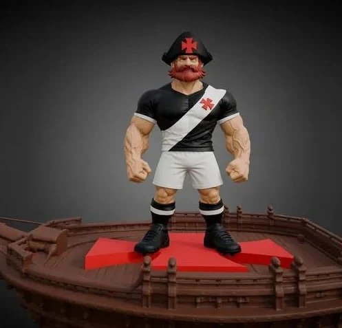 Vasco Mascot (Colored Parts) — CR Vasco da Gama STL render Vasco Mascot (Colored Parts) — CR Vasco da Gama 3D printable STL model