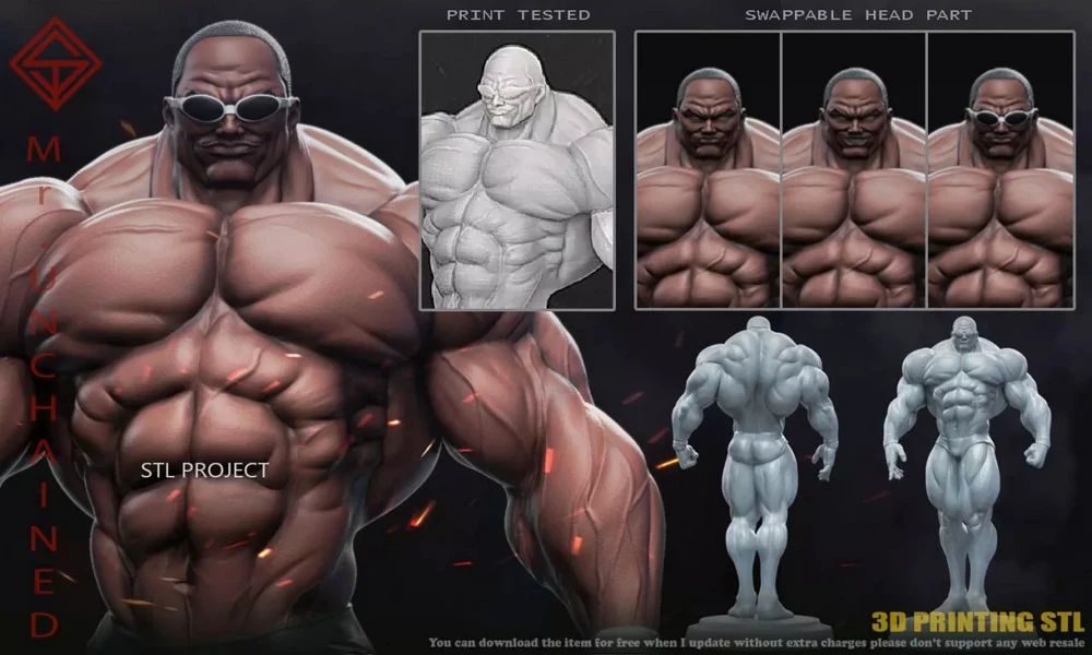 Mr. Unchained (Biscuit Oliva) — Baki the Grappler STL render Mr. Unchained (Biscuit Oliva) — Baki the Grappler 3D printable STL model