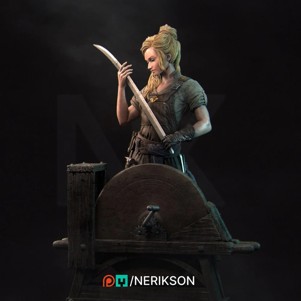 Lara the Blacksmith — Original Character / Fantasy 3D printable STL model