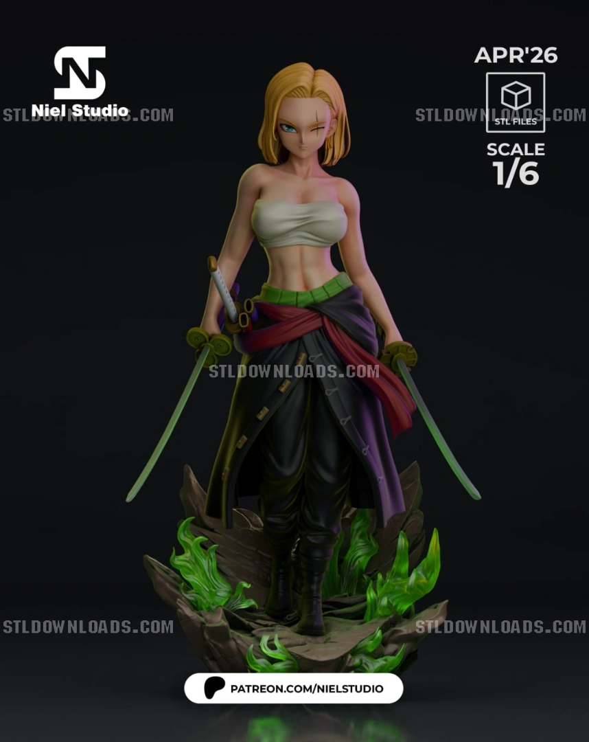 Android 18 / Zoro (Multiverse) — Dragon Ball / One Piece 3D printable STL model