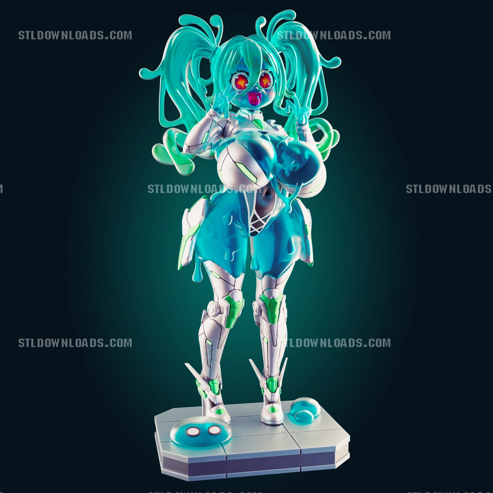 Slime Bot Mecha Girl — Sci-Fi / Anime Alt 3D printable STL model