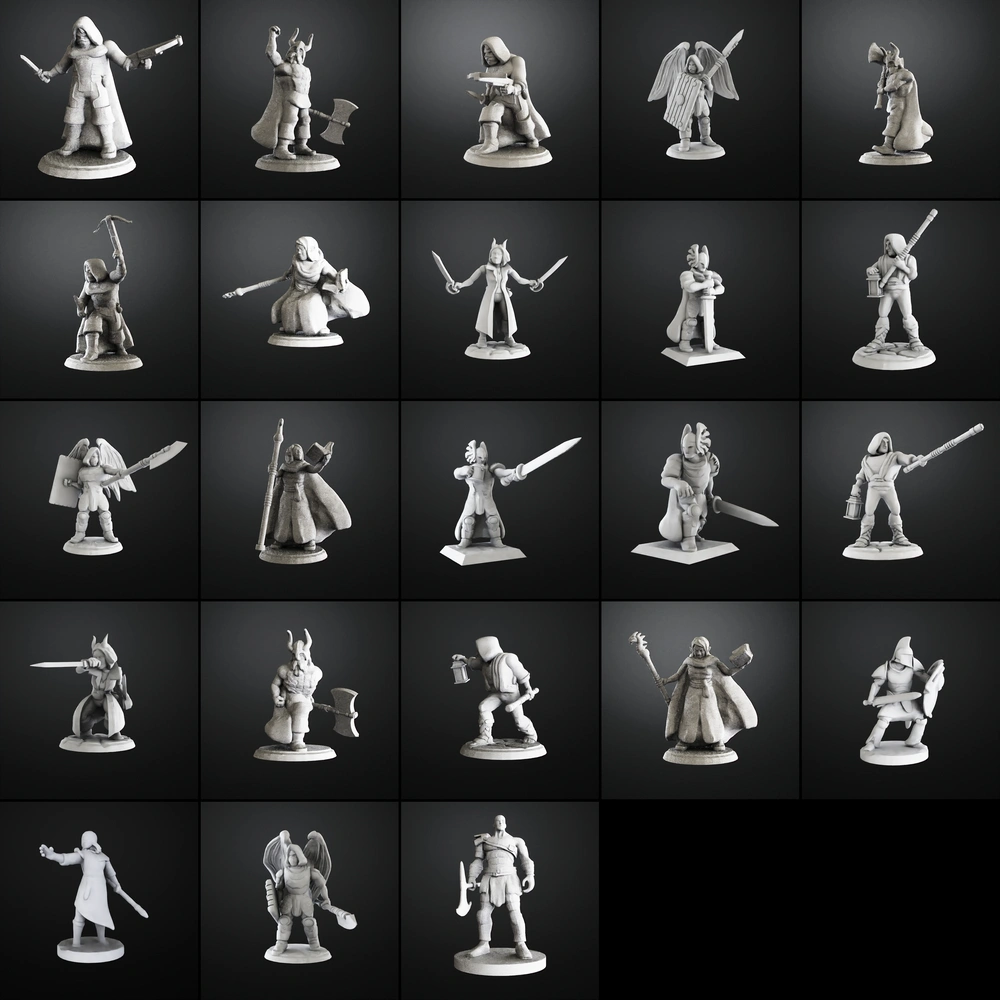 Player Character Pack 01 STL render Player Character Pack 01 3D printable STL model