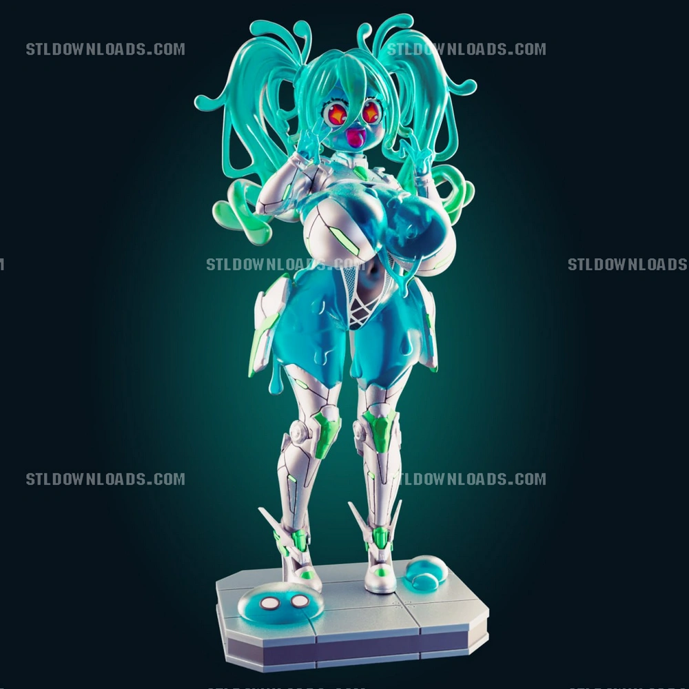 Slime Bot Mecha Girl — Sci-Fi / Anime Style 3D printable STL model