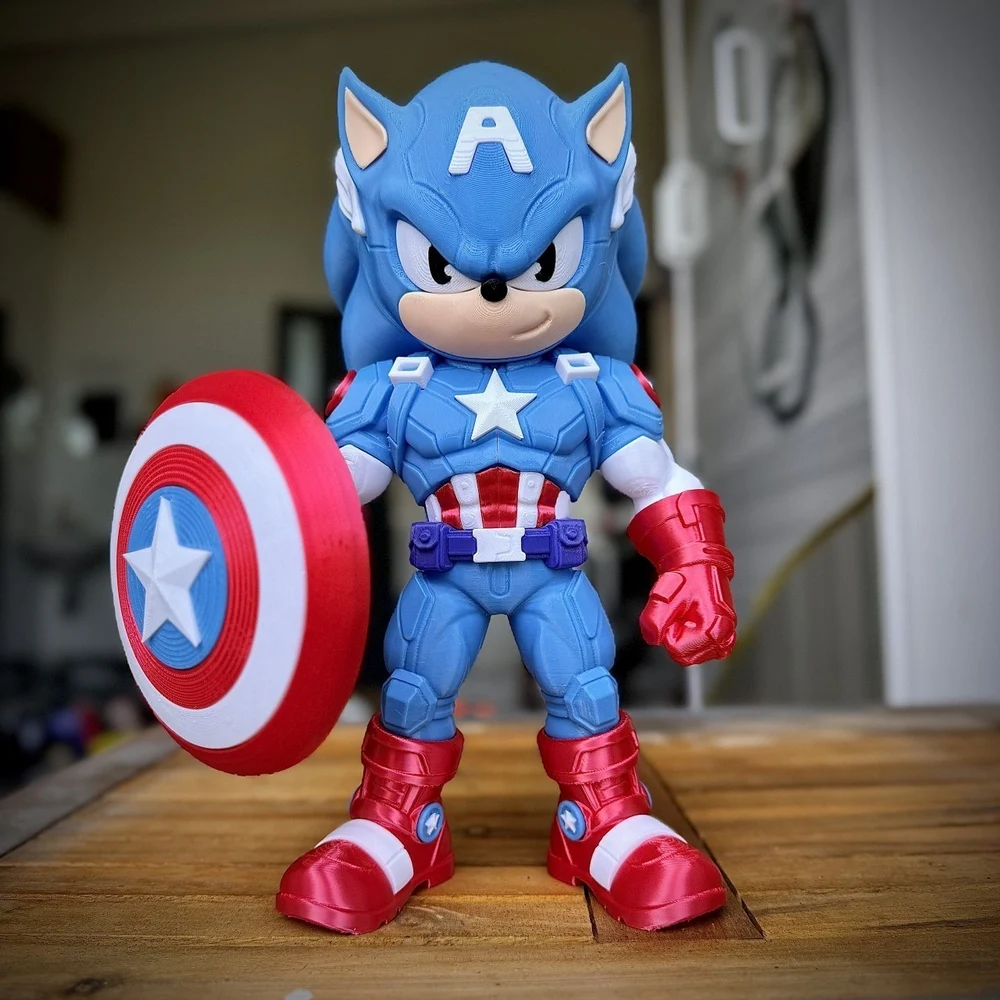 Sonic Captain America (Sonic x Captain America) — Sonic the Hedgehog / Marvel 3D printable STL model