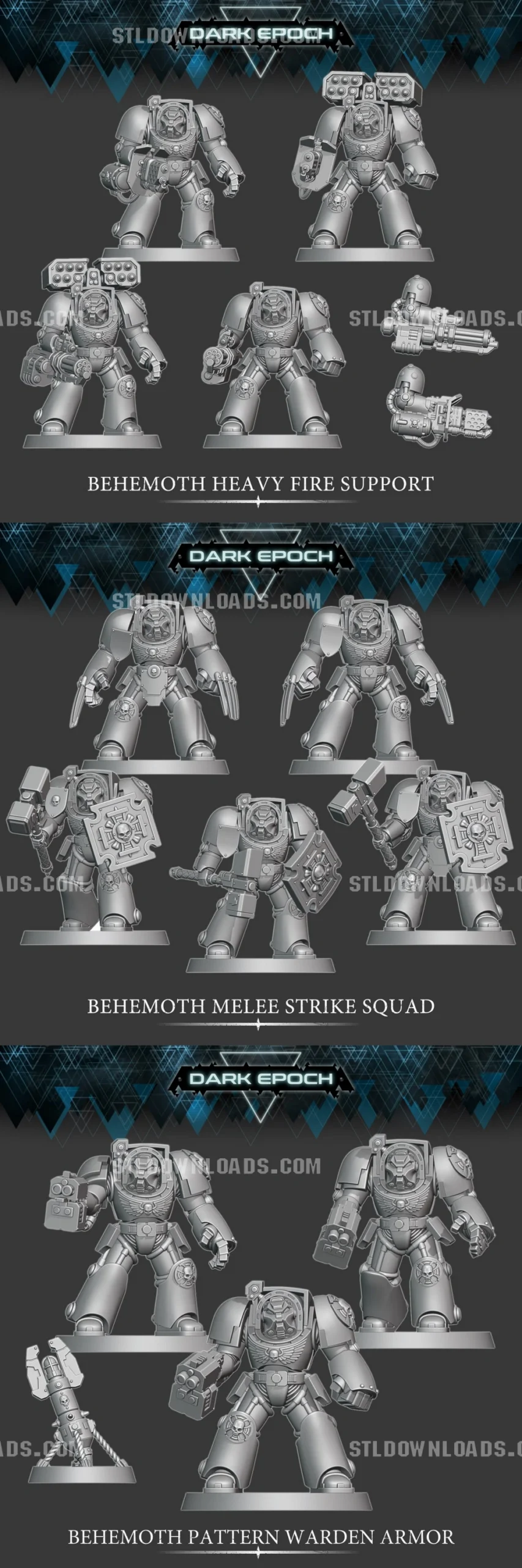 Dark Epoch Behemoth Pattern Warden Armor — Warhammer 40K Alt 3D printable STL model