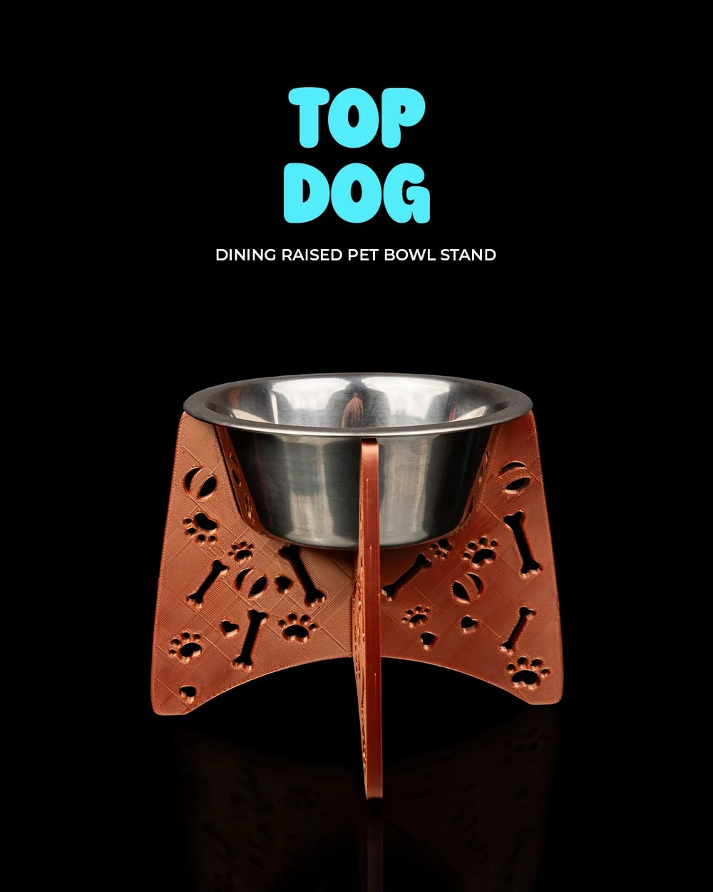 Top Dog Dining Raised Pet Bowl Stand 3D printable STL model