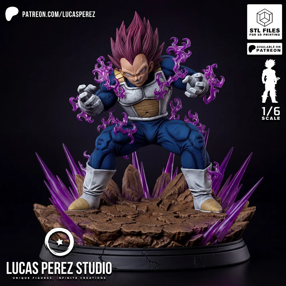 Vegeta Ultra Ego — Dragon Ball Super STL render Vegeta Ultra Ego — Dragon Ball Super 3D printable STL model
