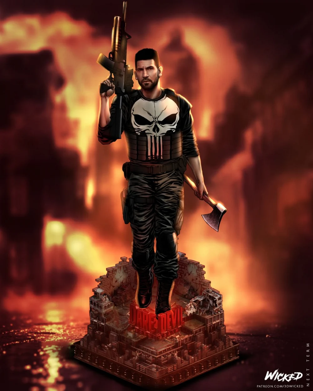 The Punisher Sculpture — Marvel 3D printable STL model
