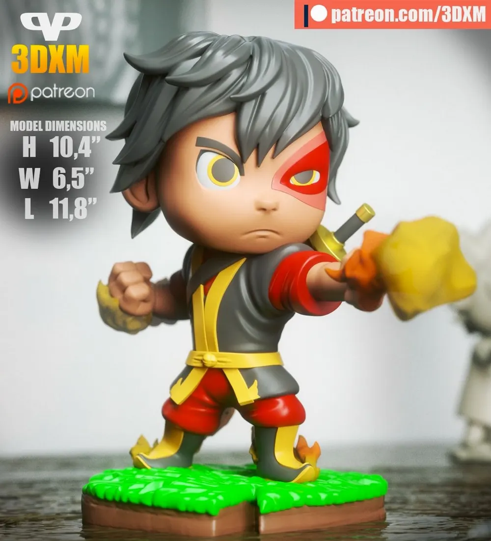 Zuko Chibi — Avatar: The Last Airbender STL render Zuko Chibi — Avatar: The Last Airbender 3D printable STL model