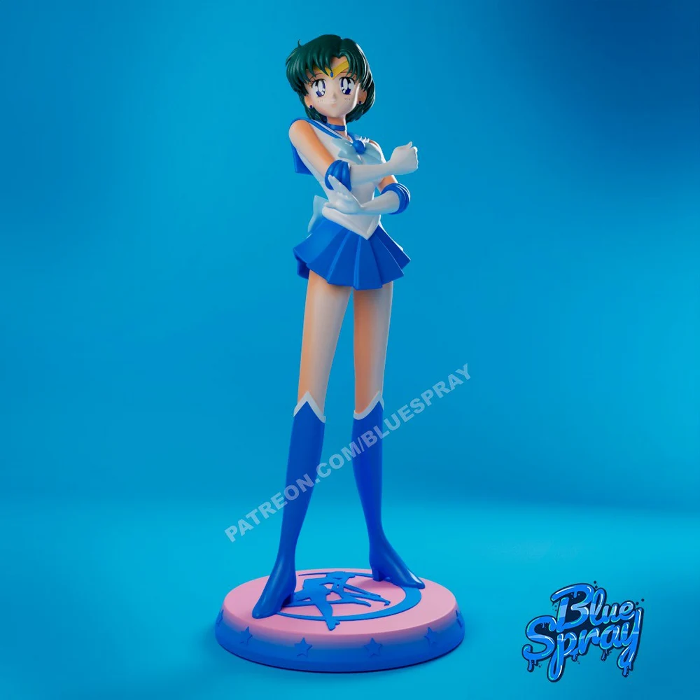 Sailor Mercury — Sailor Moon STL render Sailor Mercury — Sailor Moon 3D printable STL model