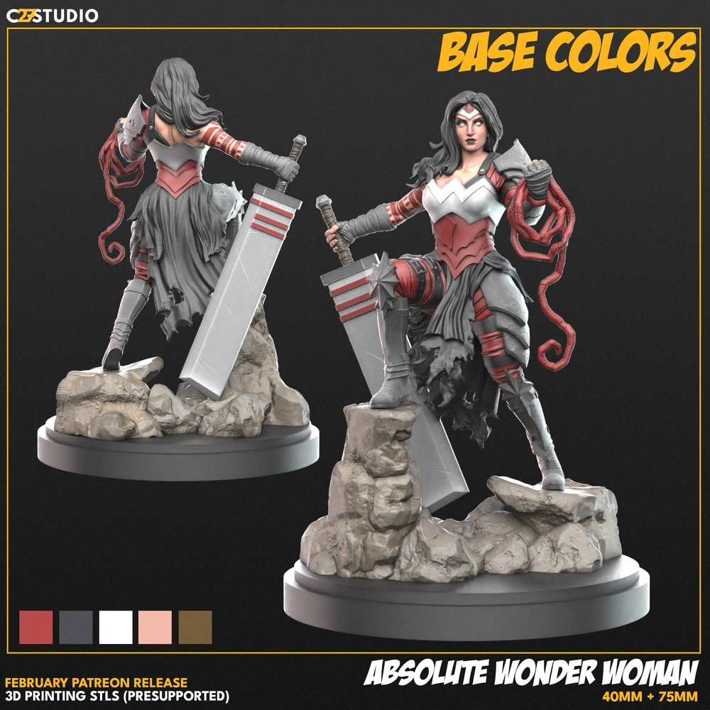 Absolute Wonder Woman — DC Comics / Wonder Woman STL render Absolute Wonder Woman — DC Comics / Wonder Woman 3D printable STL model