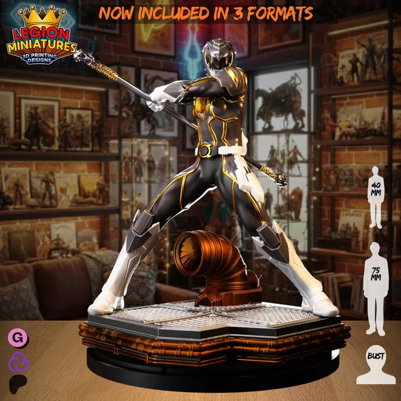 Black Ranger — Power Rangers STL render Black Ranger — Power Rangers 3D printable STL model