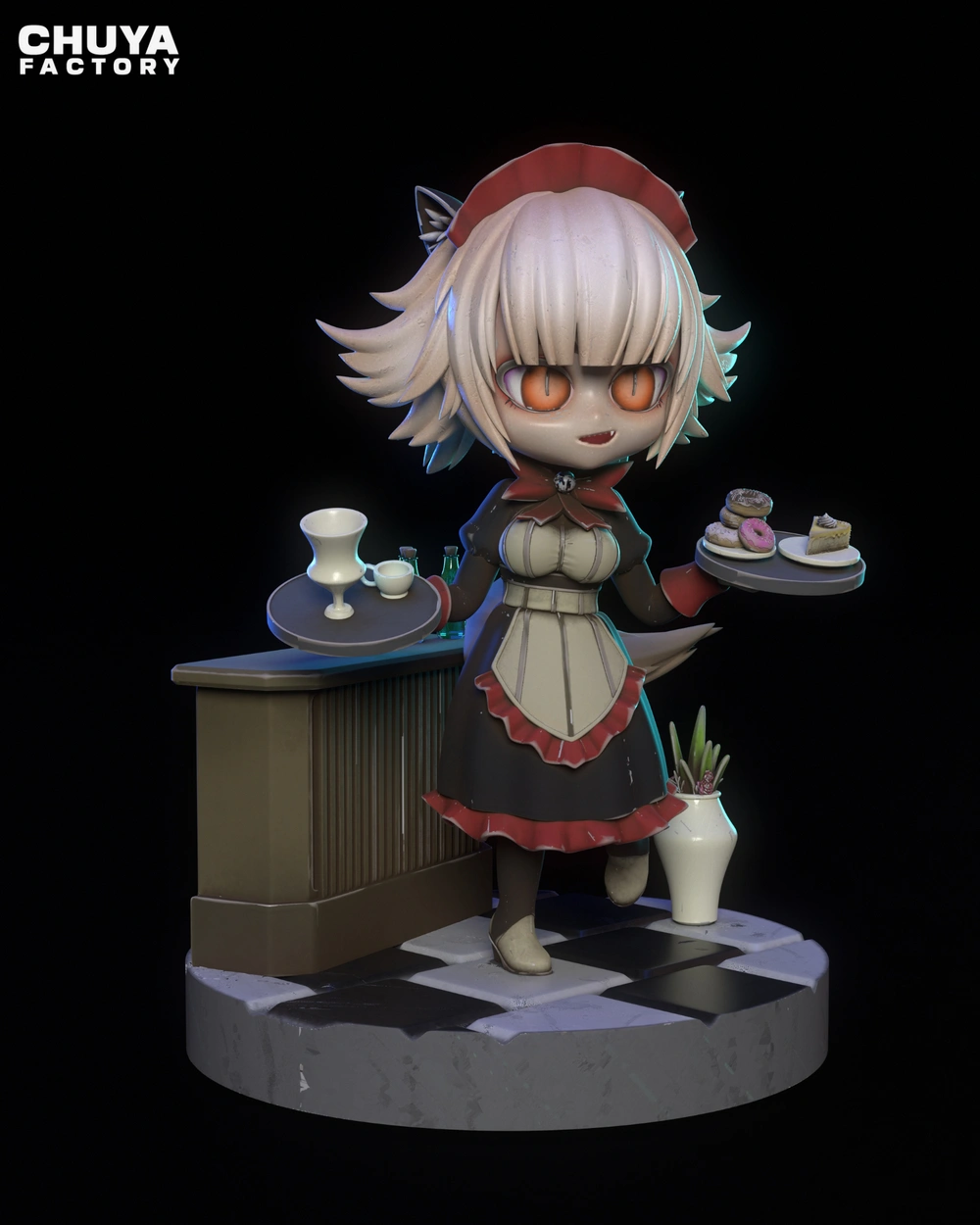 Cat Maid Chibi — Original Character / Anime Style STL render Cat Maid Chibi — Original Character / Anime Style 3D printable STL model