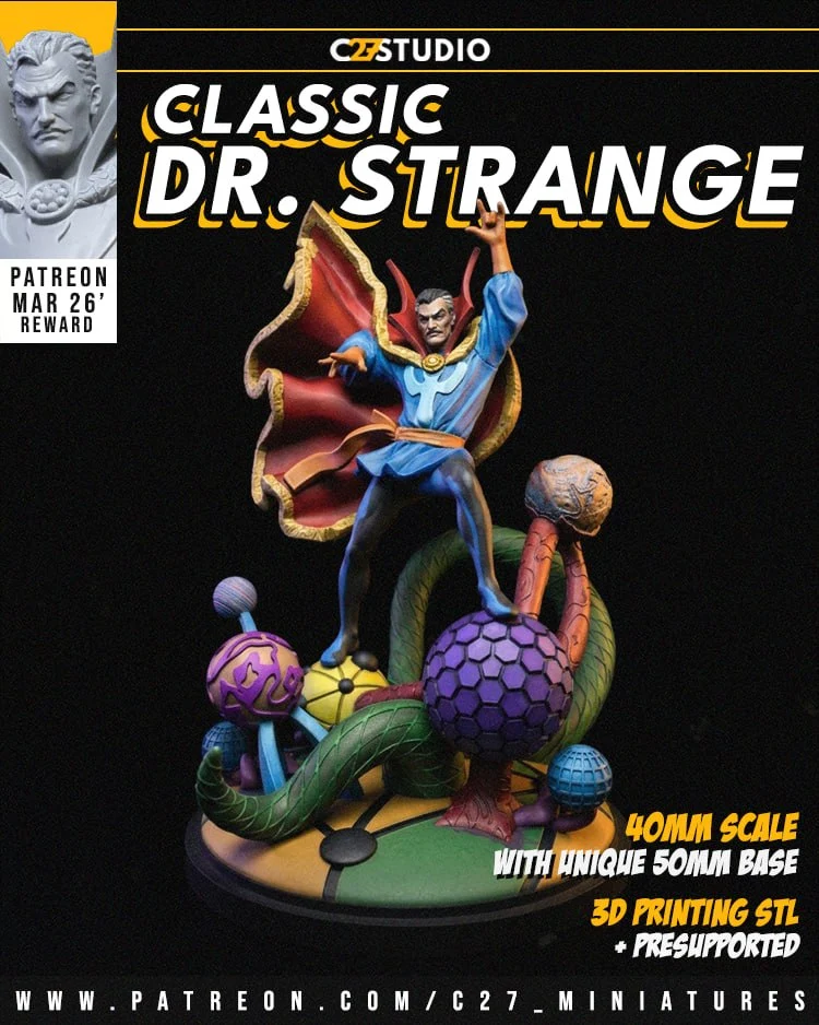 Dr. Strange — Marvel STL render Dr. Strange — Marvel 3D printable STL model