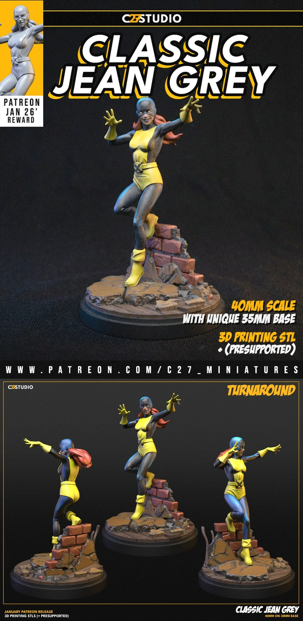 Jean Grey — Marvel / X-Men 3D printable STL model