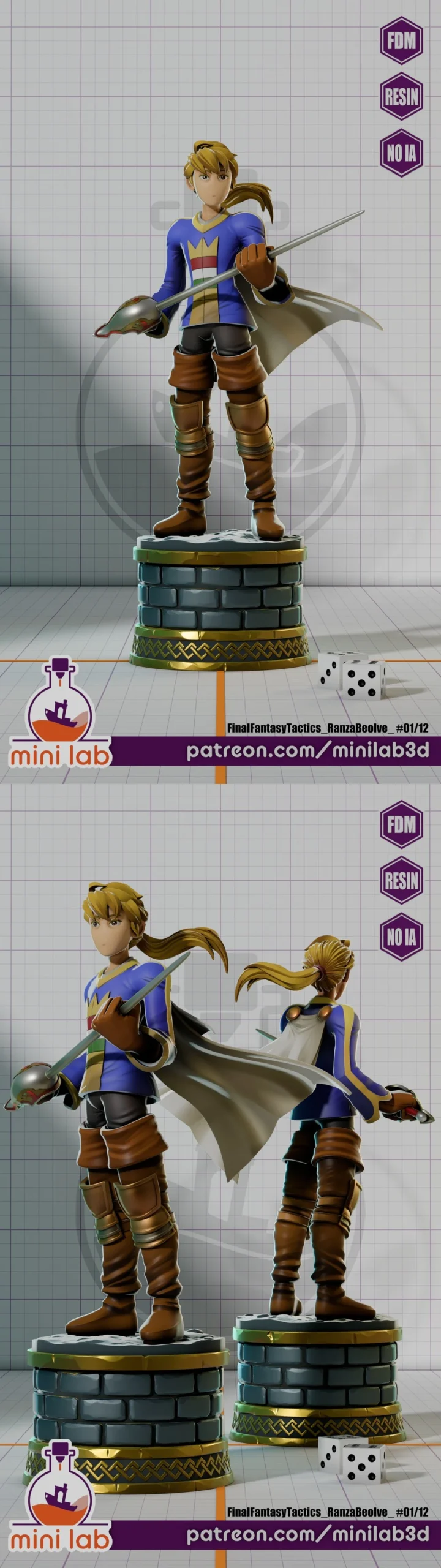Ramza — Final Fantasy Tactics STL render Ramza — Final Fantasy Tactics 3D printable STL model