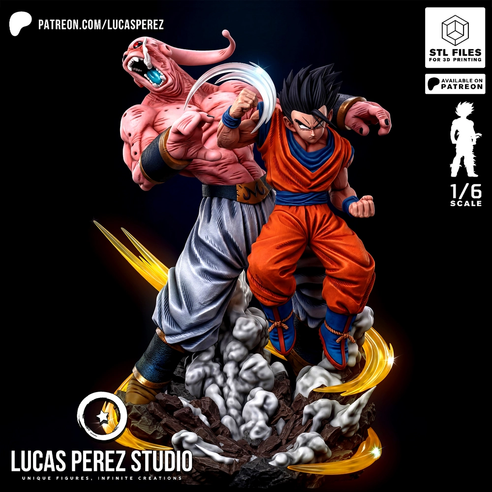 Gohan vs Super Buu — Dragon Ball Z 3D printable STL model