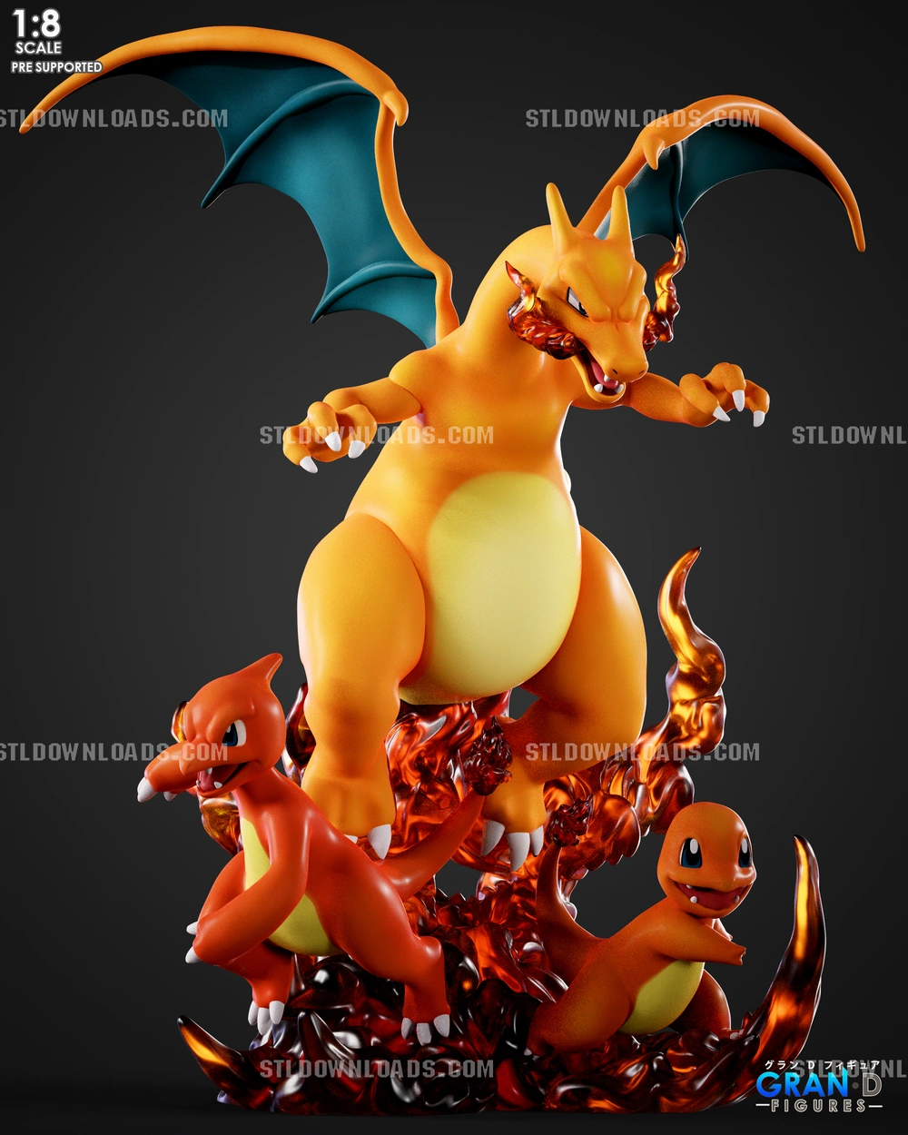 Charmander Evolution — Pokémon 3D printable STL model