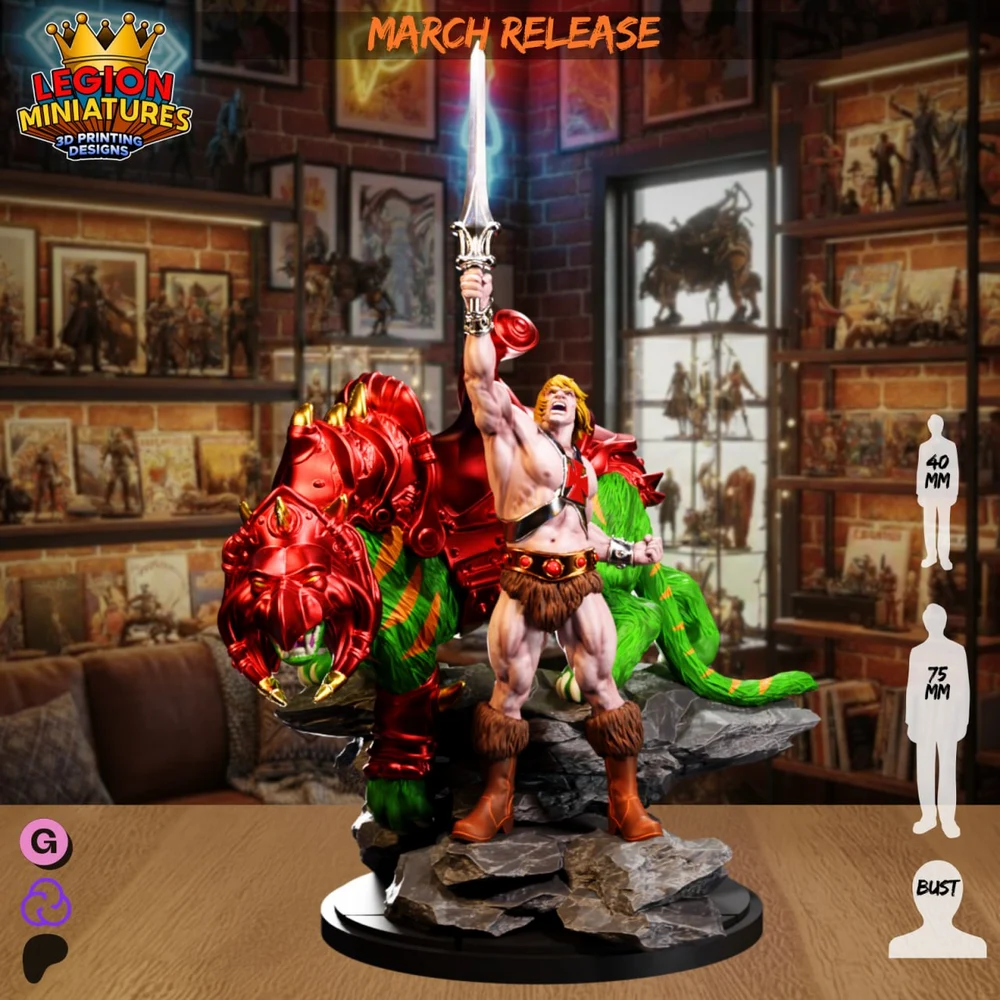 He-Man — Masters of the Universe STL render He-Man — Masters of the Universe 3D printable STL model