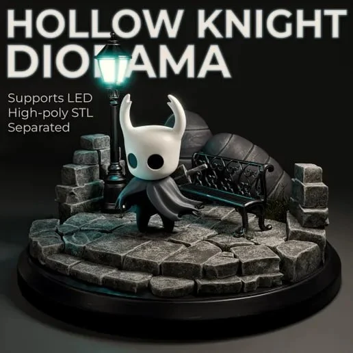 Hollow Knight Silksong Diorama — Hollow Knight STL render Hollow Knight Silksong Diorama — Hollow Knight 3D printable STL model