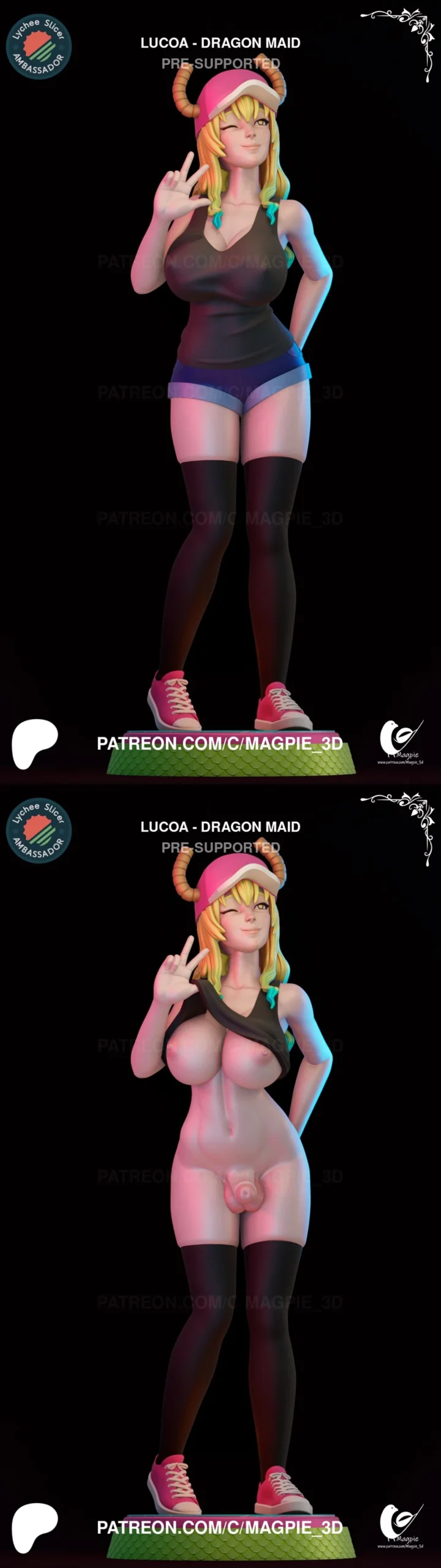 Lucoa Quetzalcoatl — Miss Kobayashi's Dragon Maid STL render Lucoa Quetzalcoatl — Miss Kobayashi's Dragon Maid 3D printable STL model