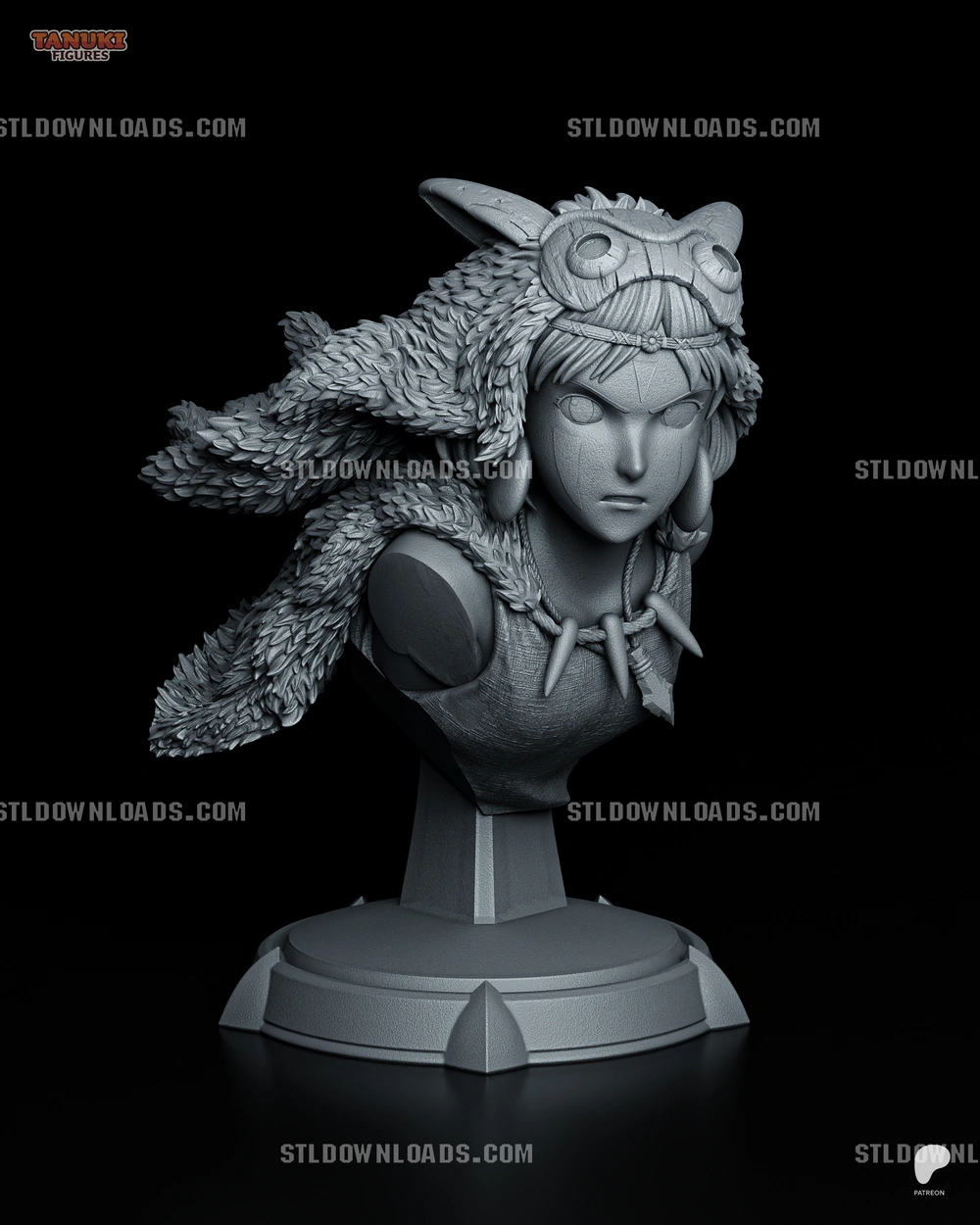 Princess Mononoke Bust — Princess Mononoke STL render Princess Mononoke Bust — Princess Mononoke 3D printable STL model