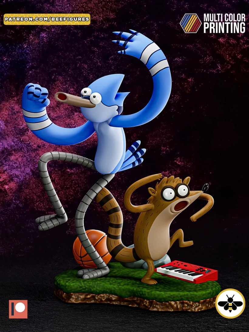 Mordecai & Rigby — Regular Show STL render Mordecai & Rigby — Regular Show 3D printable STL model