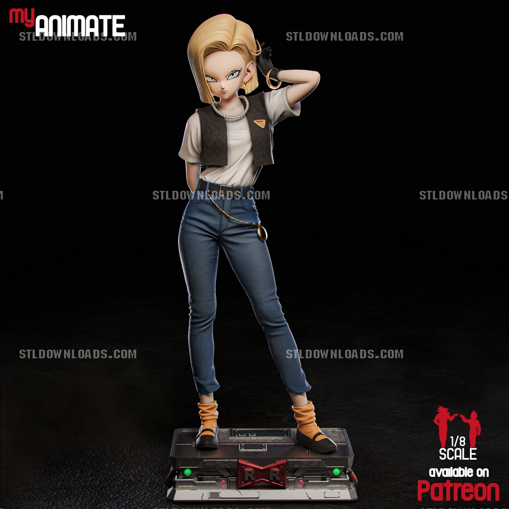 Android 18 — Dragon Ball Z STL render Android 18 — Dragon Ball Z 3D printable STL model