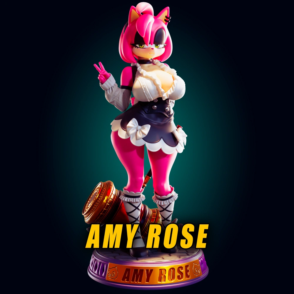 Amy Rose Goth Girl — Sonic the Hedgehog STL render Amy Rose Goth Girl — Sonic the Hedgehog 3D printable STL model