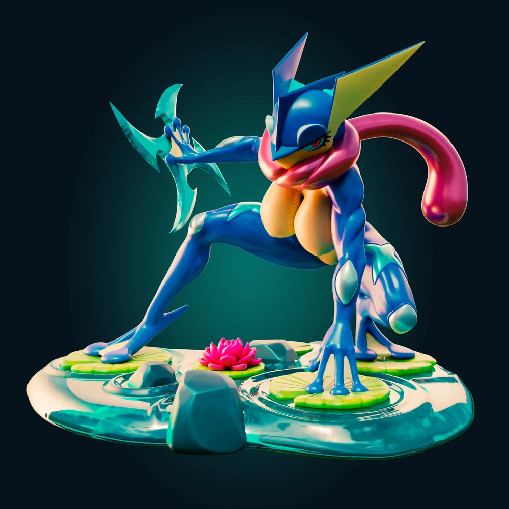 Greninja Curvy — Pokémon 3D printable STL model