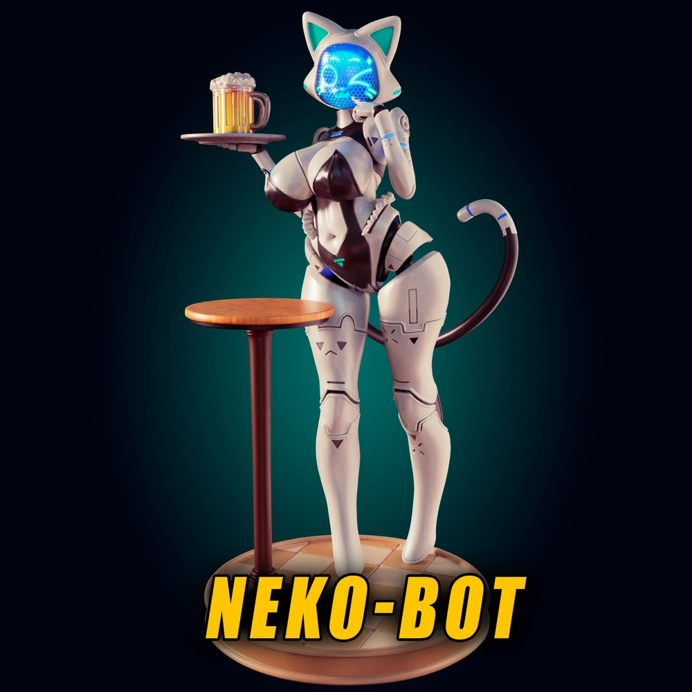 Neko Bot Bellacat — Sci-Fi / Anime Style 3D printable STL model