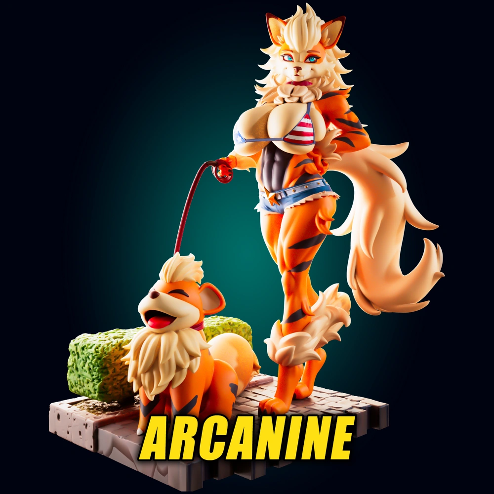 Arcanine & Growlithe — Pokémon 3D printable STL model