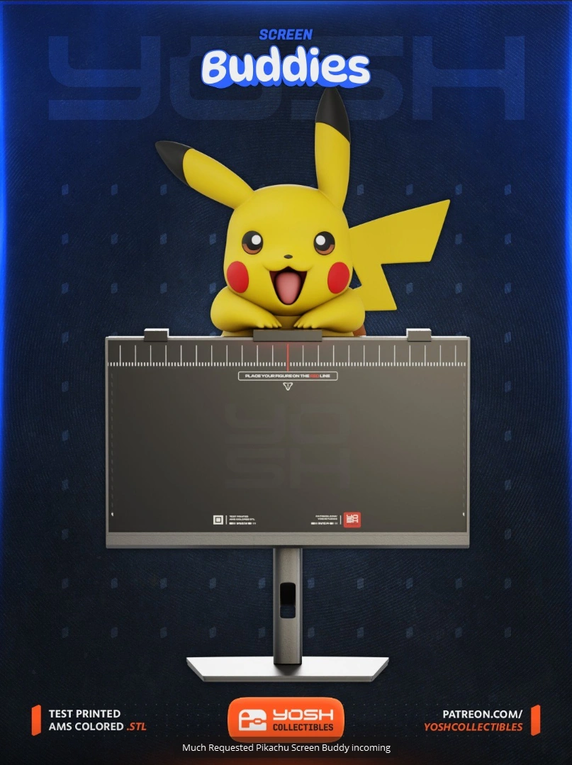 Pikachu Screen Buddy — Pokémon / Utility 3D printable STL model