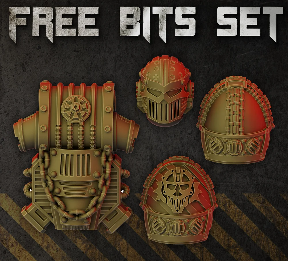 Promo Bits Set (Heads, Helmet, Shoulder Pads, Pauldrons, Power Pack) — Warhammer 40,000 3D printable STL model