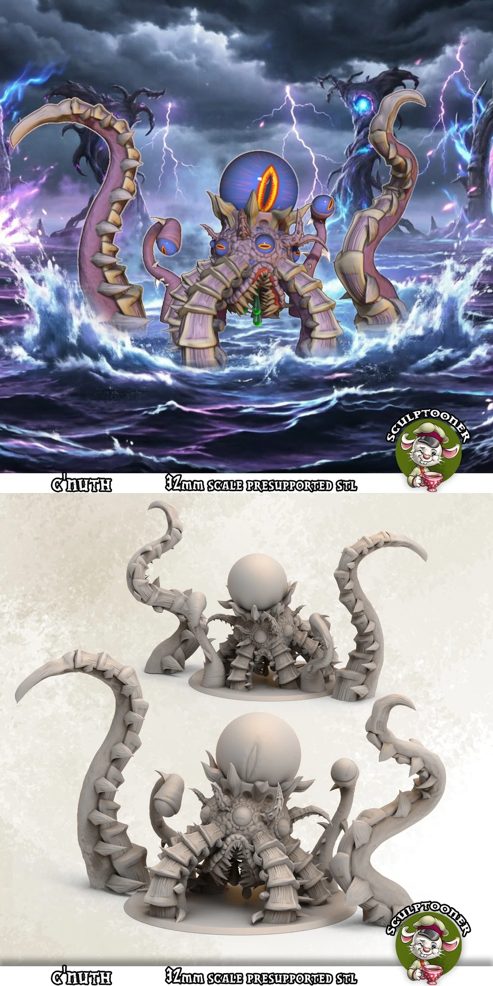 Cnuth Old God — Lovecraftian / Fantasy STL render Cnuth Old God — Lovecraftian / Fantasy 3D printable STL model