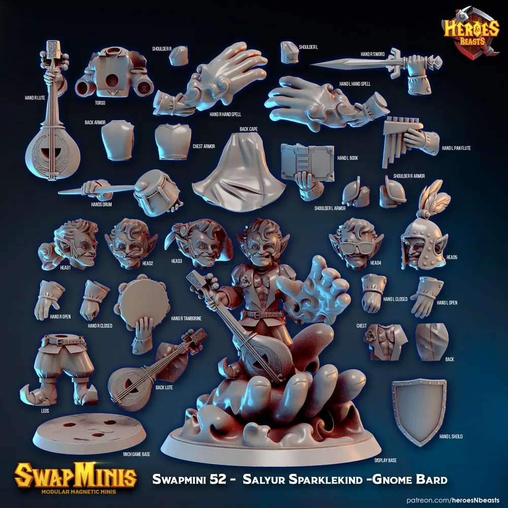 Salyur Sparklekind - Gnome Bard 3D printable STL model