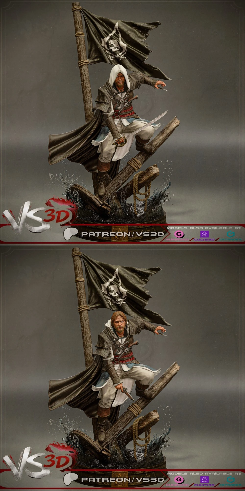 Edward Kenway — Assassin's Creed STL render Edward Kenway — Assassin's Creed 3D printable STL model