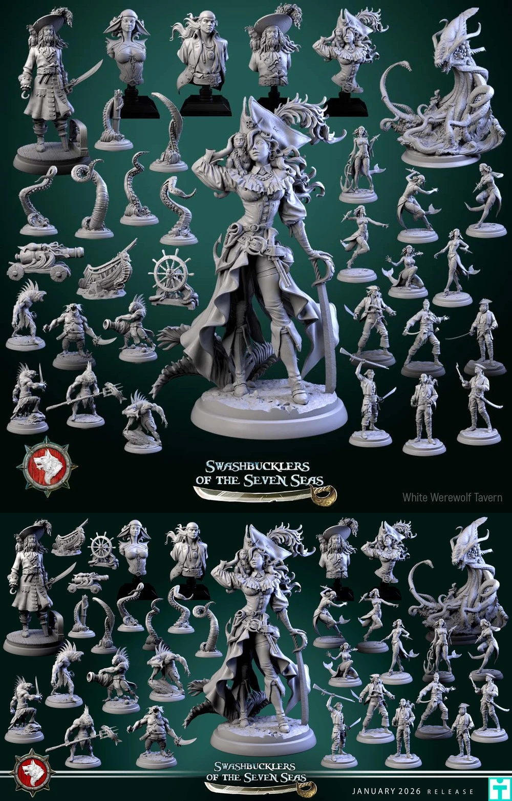 Swashbucklers of the Seven Seas — Fantasy / Tabletop 3D printable STL model