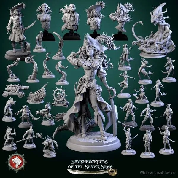 Swashbucklers of the Seven Seas — Fantasy / Tabletop 3D printable STL model
