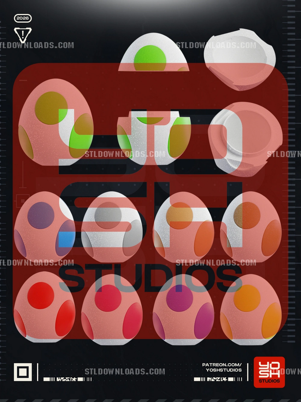 Yoshi Egg Colors — Super Mario / Utility 3D printable STL model
