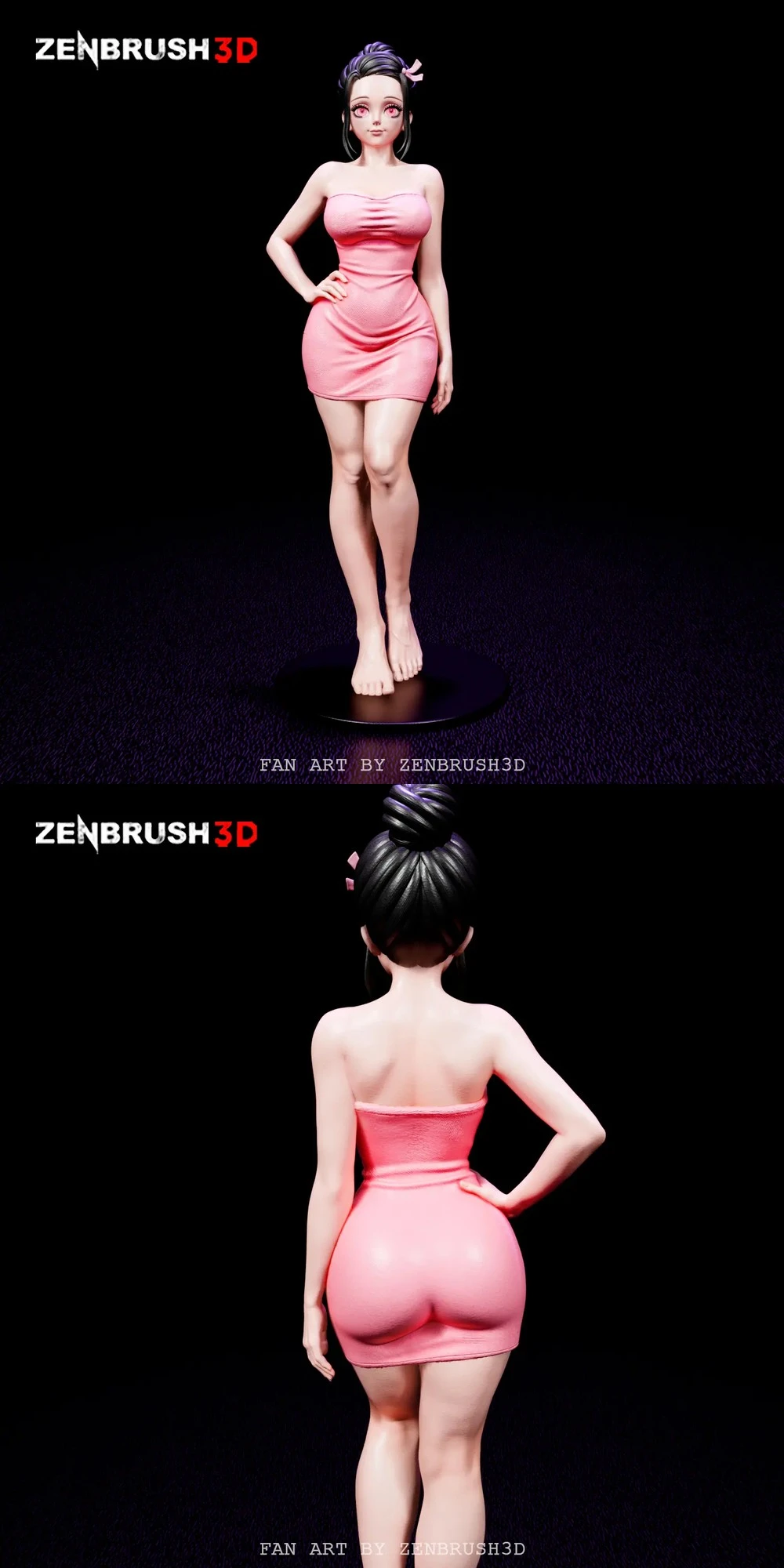 Nezuko Kamado — Demon Slayer STL render Nezuko Kamado — Demon Slayer 3D printable STL model