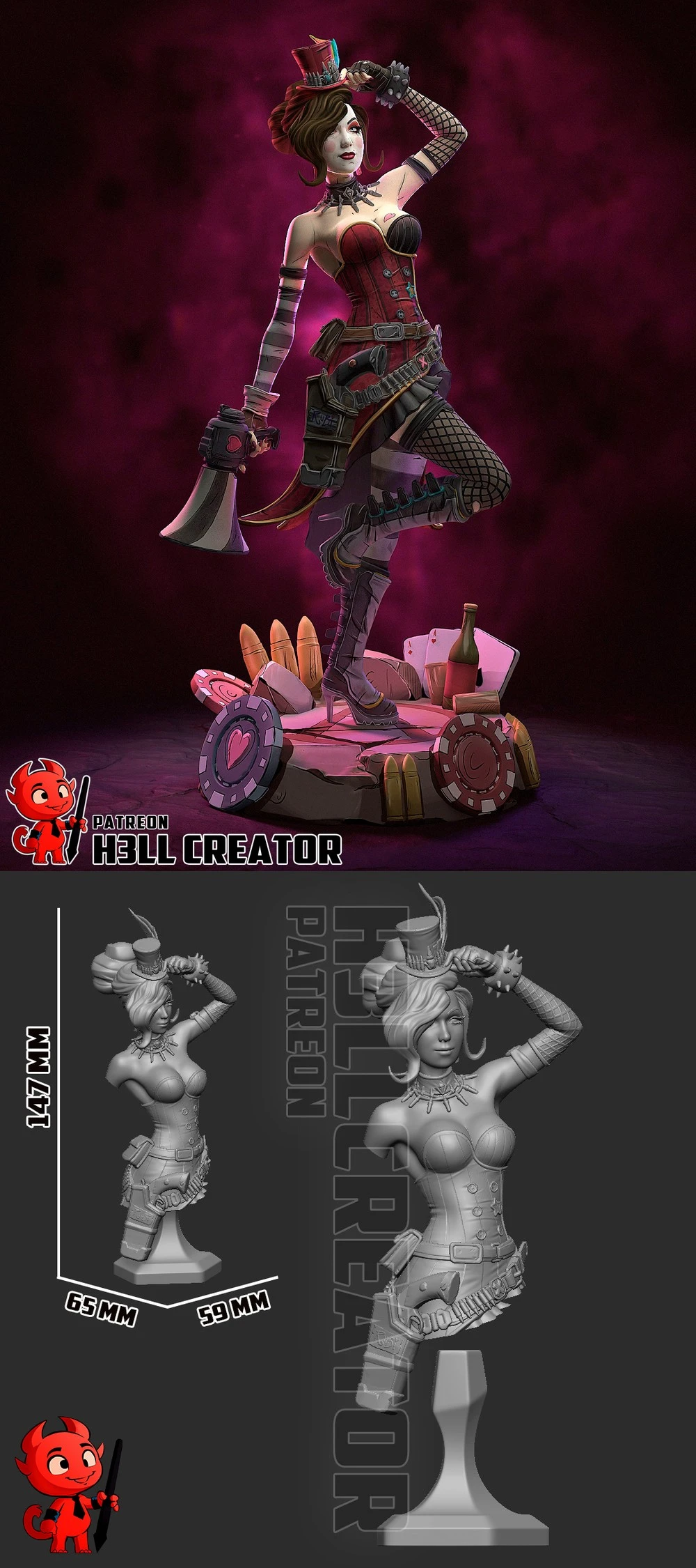 Moxxi — Borderlands STL render Moxxi — Borderlands 3D printable STL model