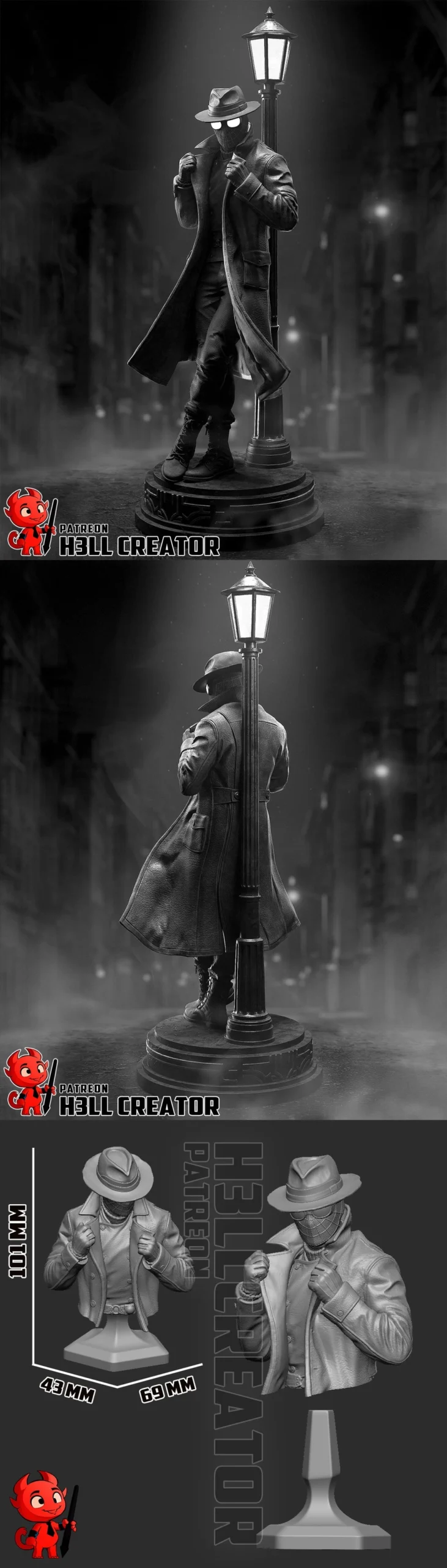 Spider-Noir — Marvel STL render Spider-Noir — Marvel 3D printable STL model