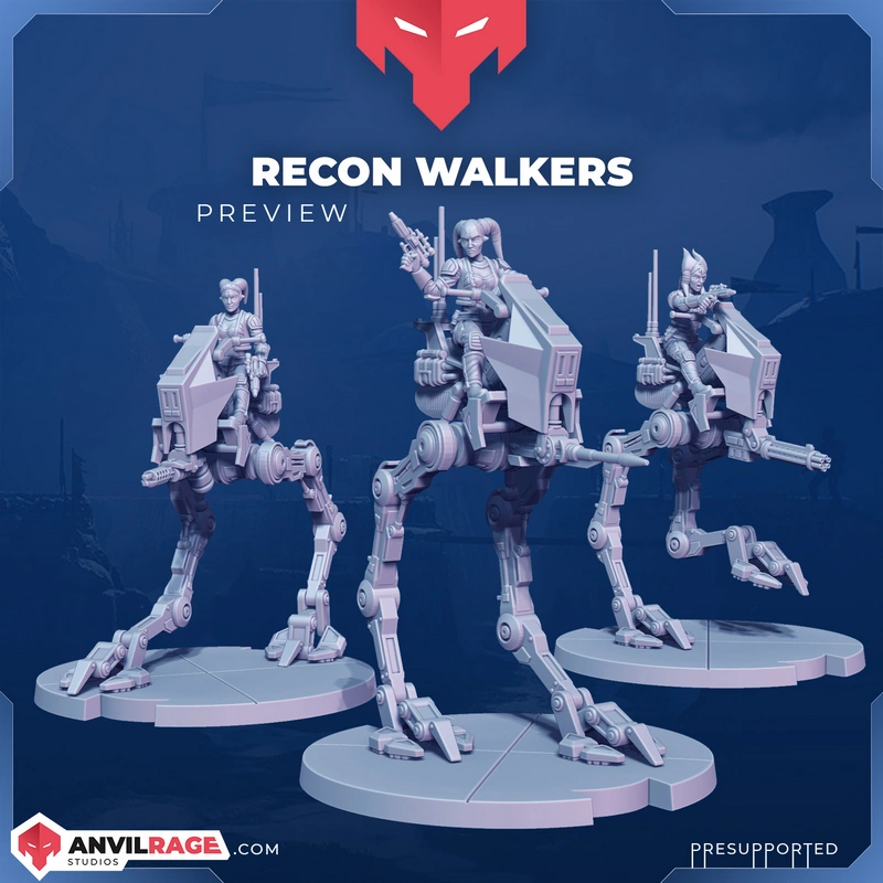 Star Wars AT-RT walkers with Twi'lek riders on round bases