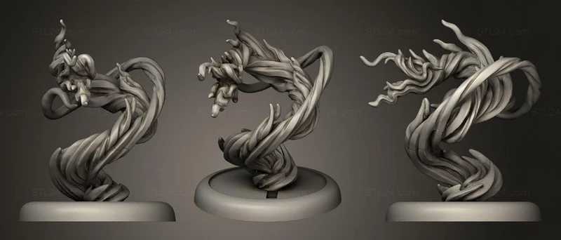 Air Kami fantasy dragon-like spirit sculpture with flowing tendrils on a rounded base