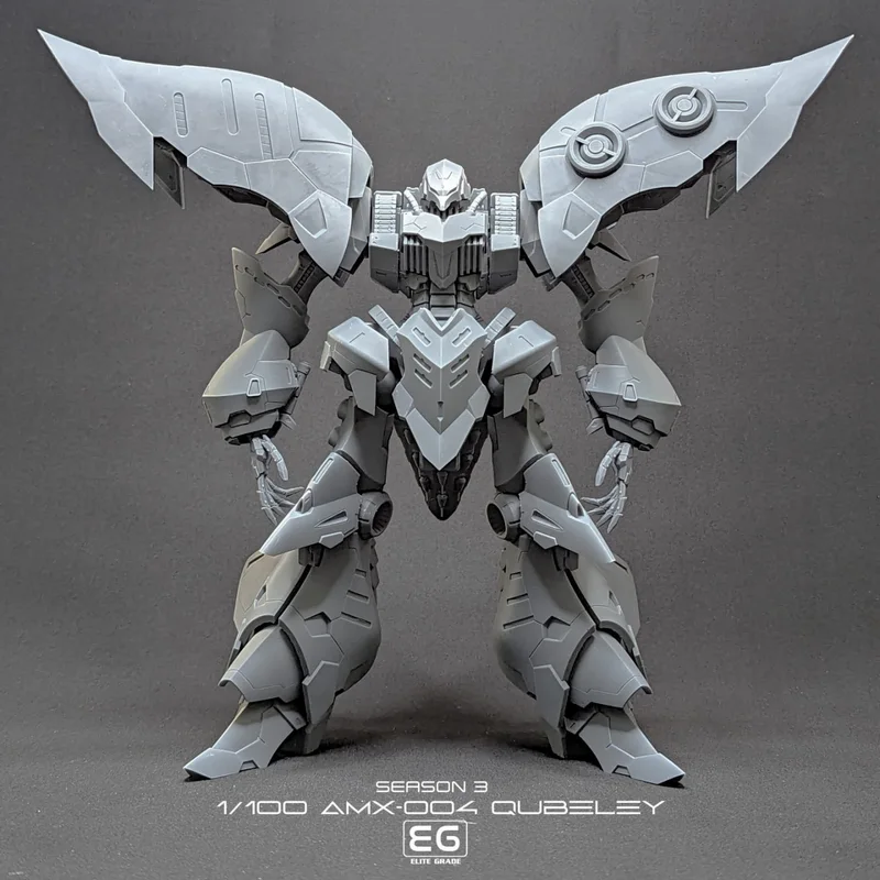 Qubeley Mobile Suit Gundam mecha 3D model with wing-like shoulder binders
