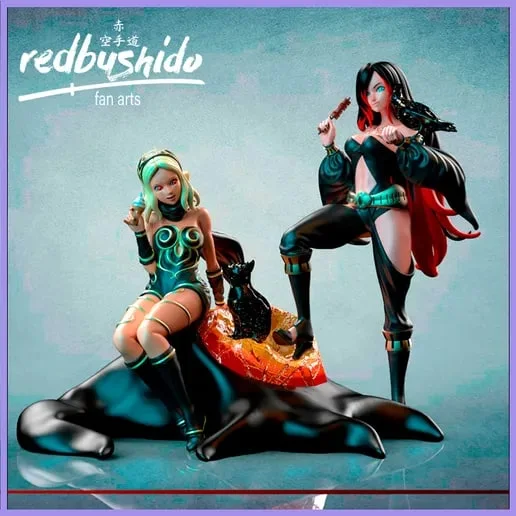 Gravity Rush fan art with two female figures and a dark creature-like base